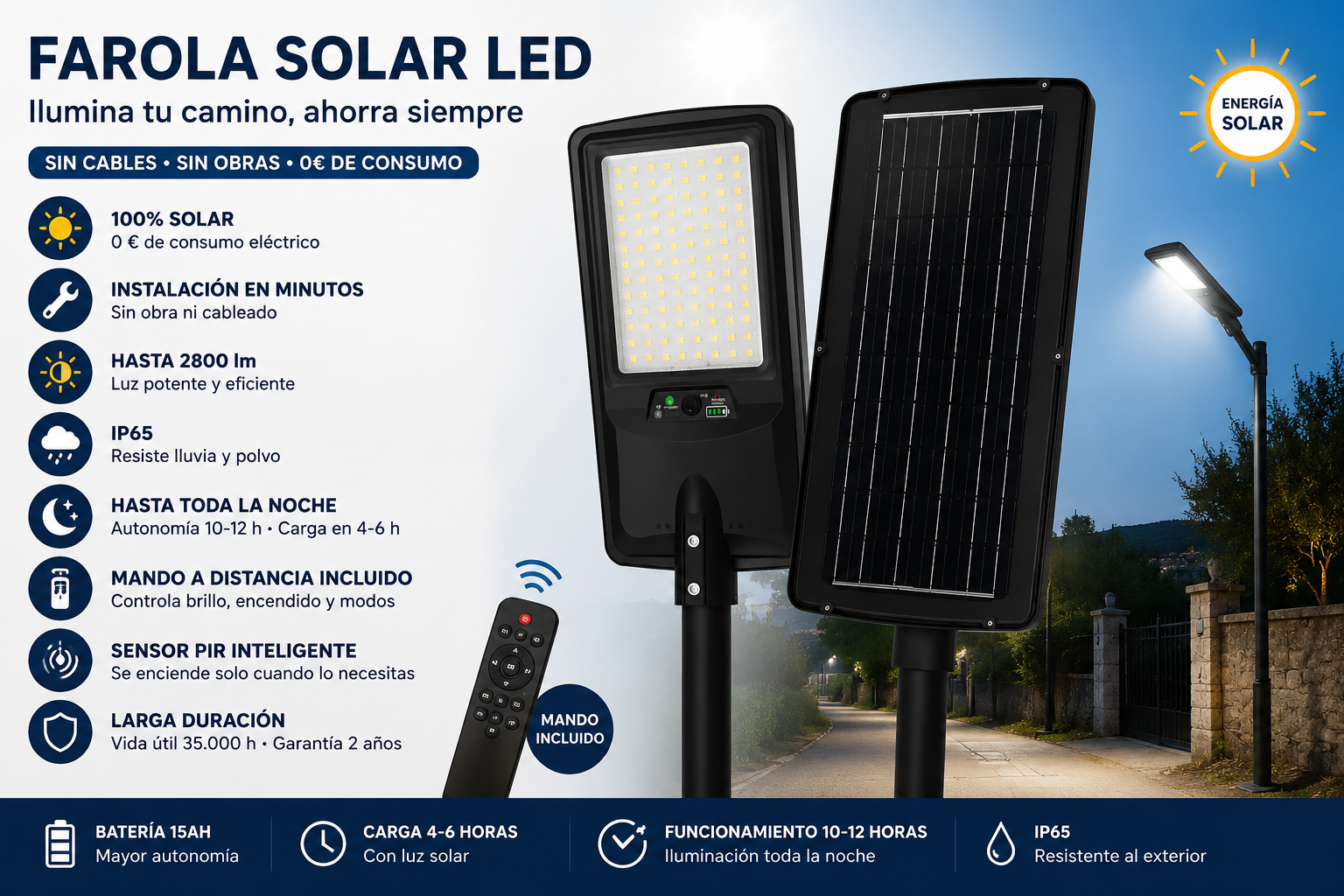 Farola Solar Inteligente Exterior