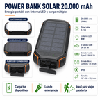 Power Bank Solar 20.000mAh con Linterna LED